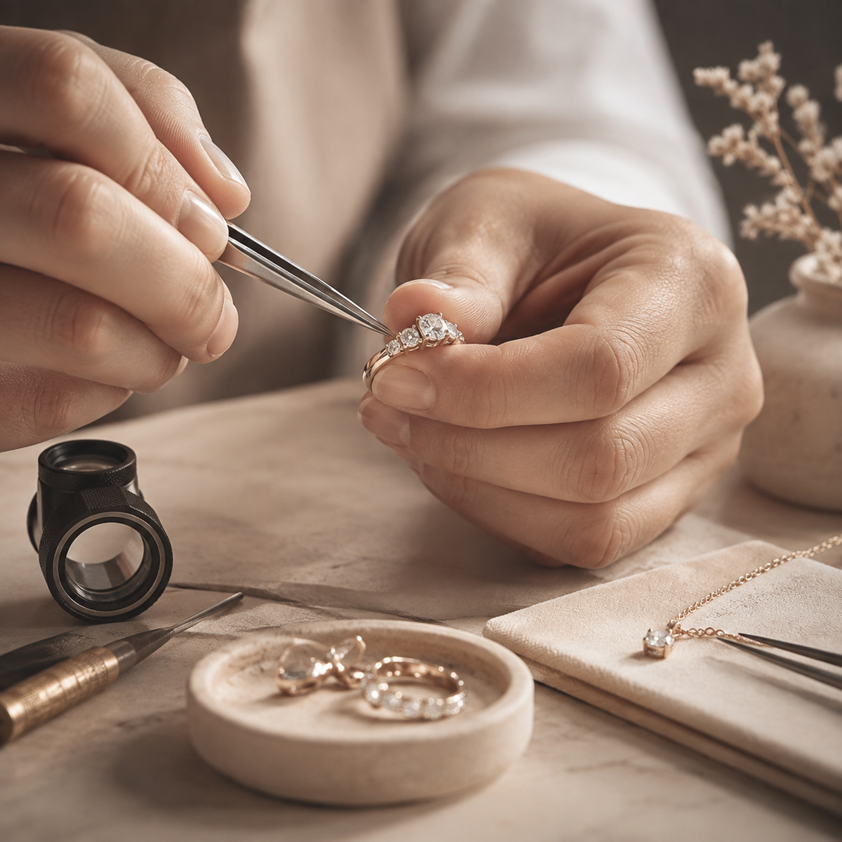 Syna Jewellery expert diamond ring repair and restoration service in Brisbane, carefully handled by an experienced jeweller