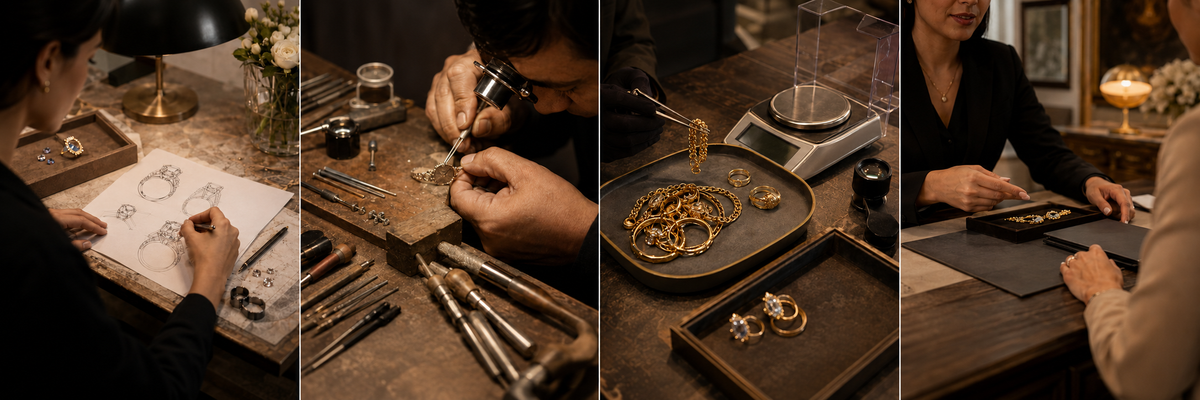 Syna Jewellery services featuring bespoke jewellery design, expert repairs, gold buying and jewellery loans in Brisbane.